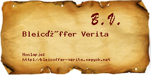 Bleicöffer Verita névjegykártya